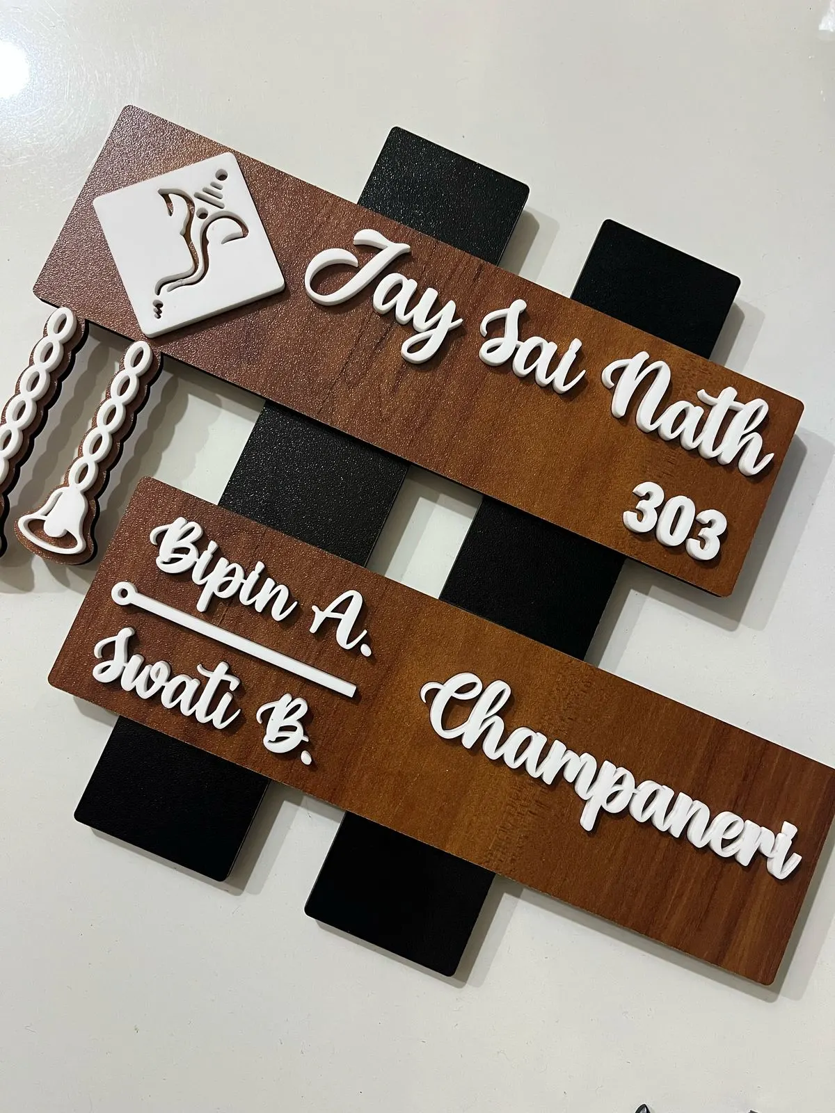wooden nameplate