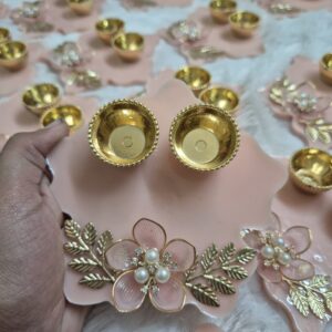 Pastel Pink Flower Resin Pooja Thali