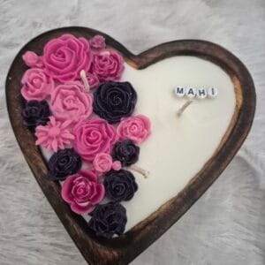 Personalized Wooden Heart Candle
