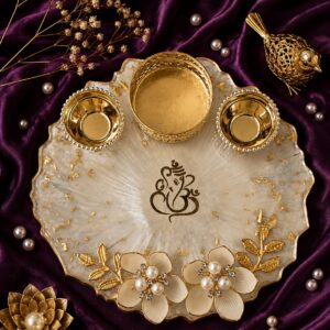 White Resin Pooja Thali