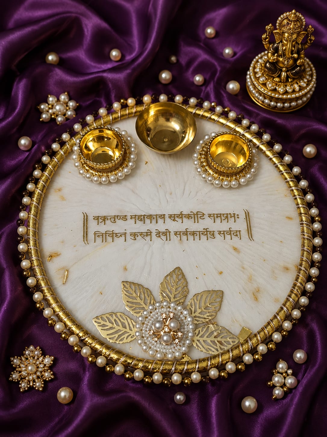 Royal White Resin Pooja Thali